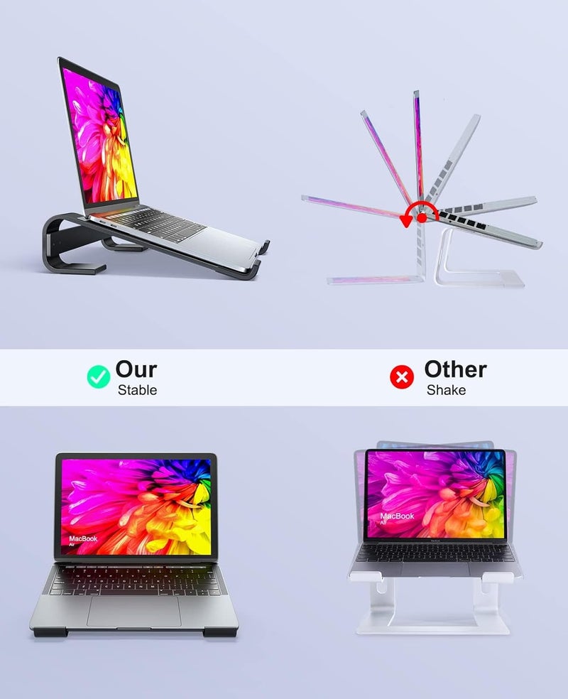 Soqool Laptop Stand for Desk, Ergonomic Detachable Laptop Riser, Aluminum MacBook Stand, Compatible with 12-17'' All Laptops Such as MacBook Pro/HP/Dell/Lenovo, Black - Image 4